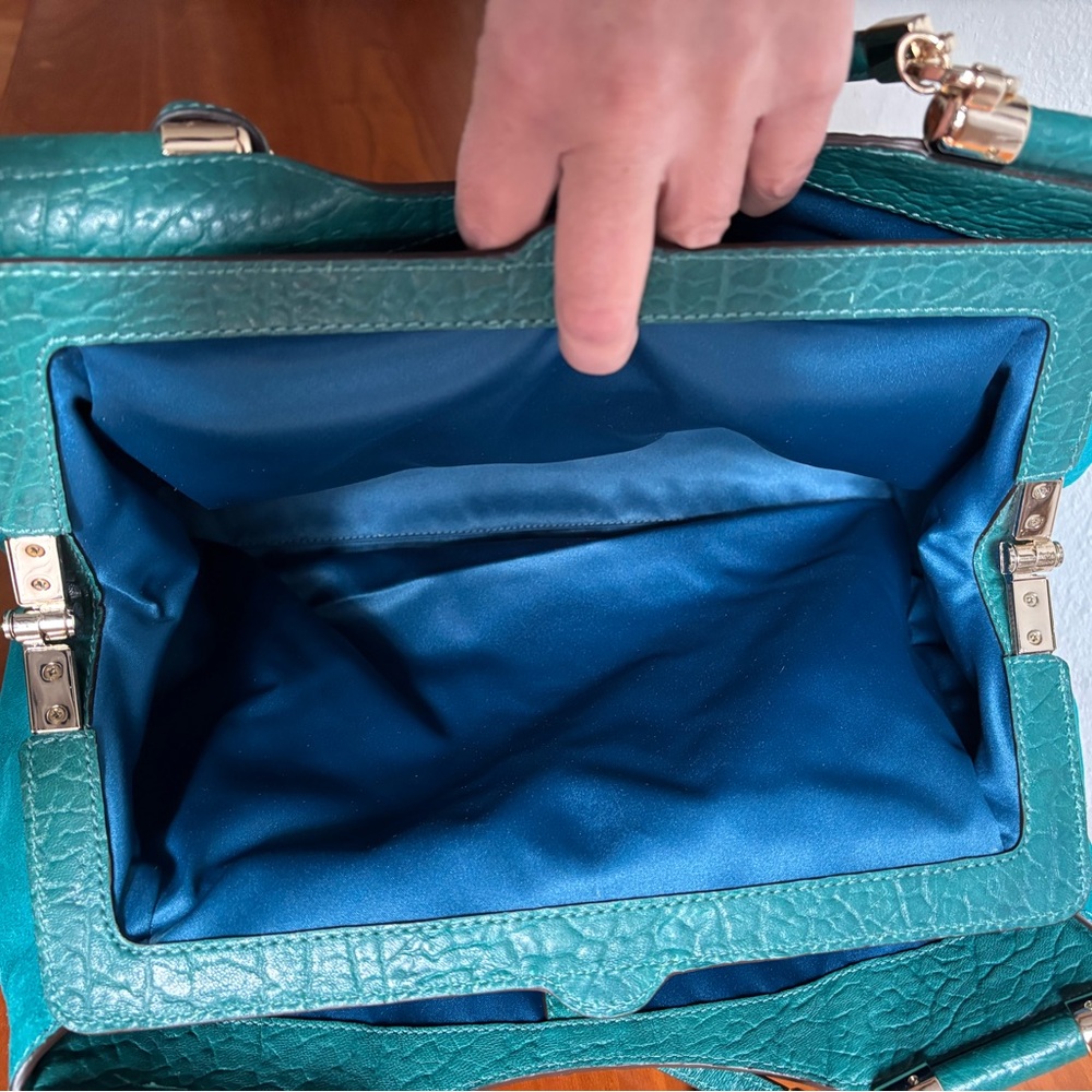 Coach Teal Green Leather Tassel Shoulder Bag - Picture 7 of 16